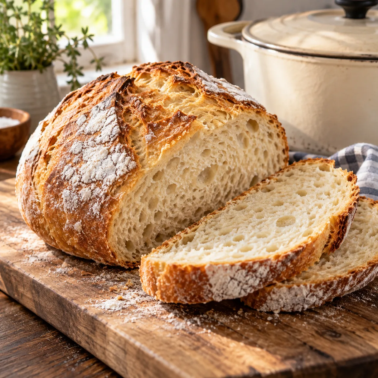 Easiest 4 ingredient Country White Bread (Dutch Oven)