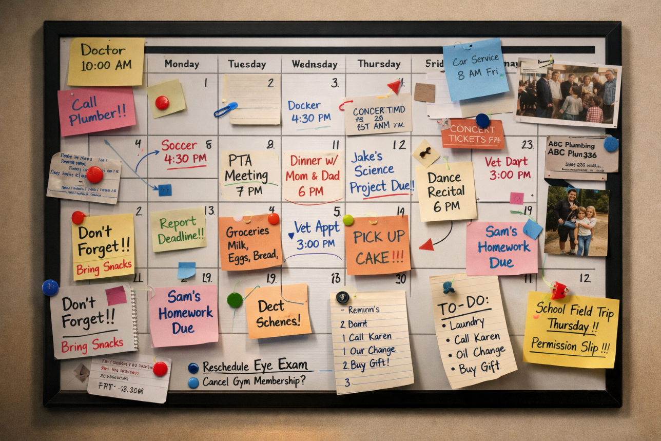 Hectic family whiteboard calendar